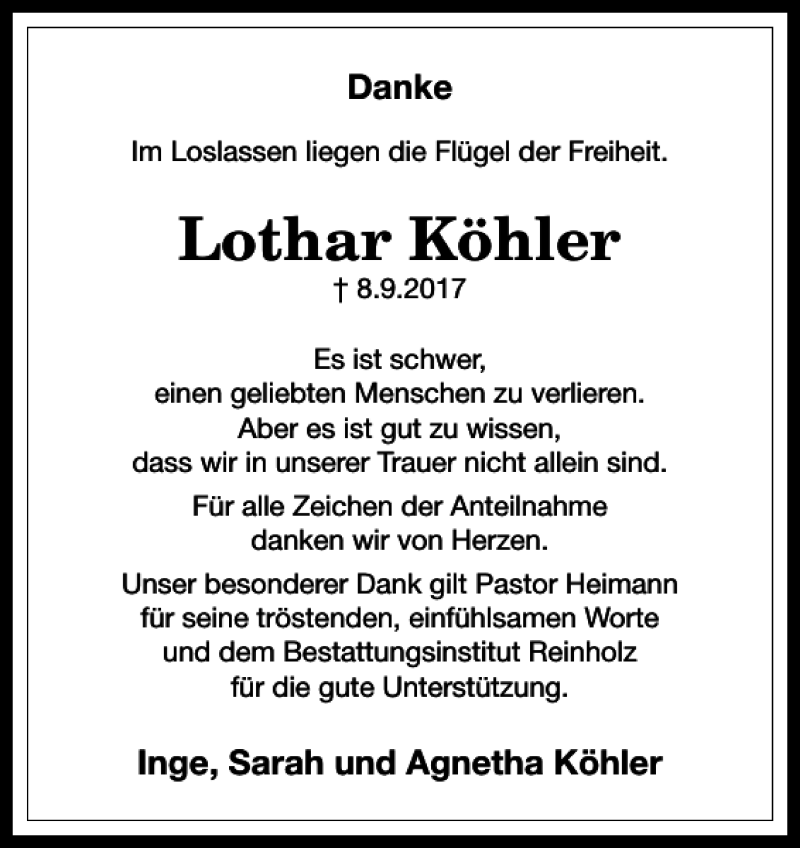 Traueranzeigen von Lothar Köhler Harztrauer de