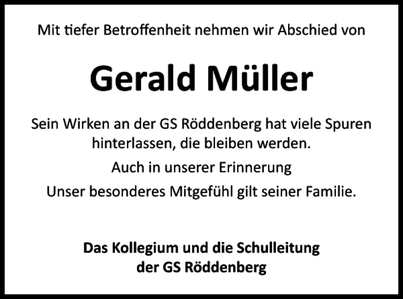 Traueranzeigen von Gerald Müller Harztrauer de