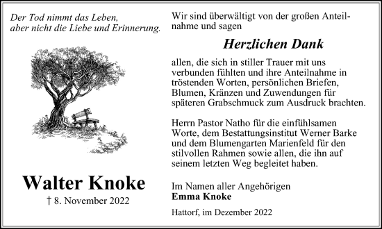 Traueranzeige von Walter Knoke von Harz Kurier