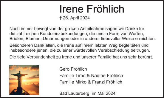 Traueranzeige von Irene Fröhlich von Harz Kurier